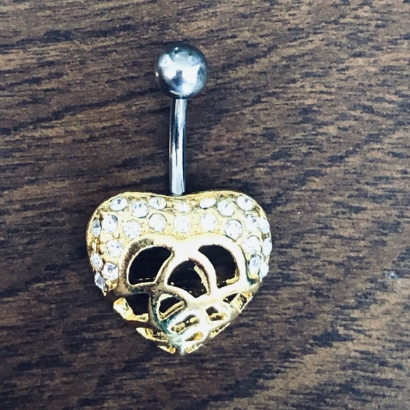 3D Heart Belly Button Ring - Picture 2 of 3